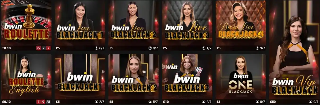 Bwin Casino live roulette and blackjack