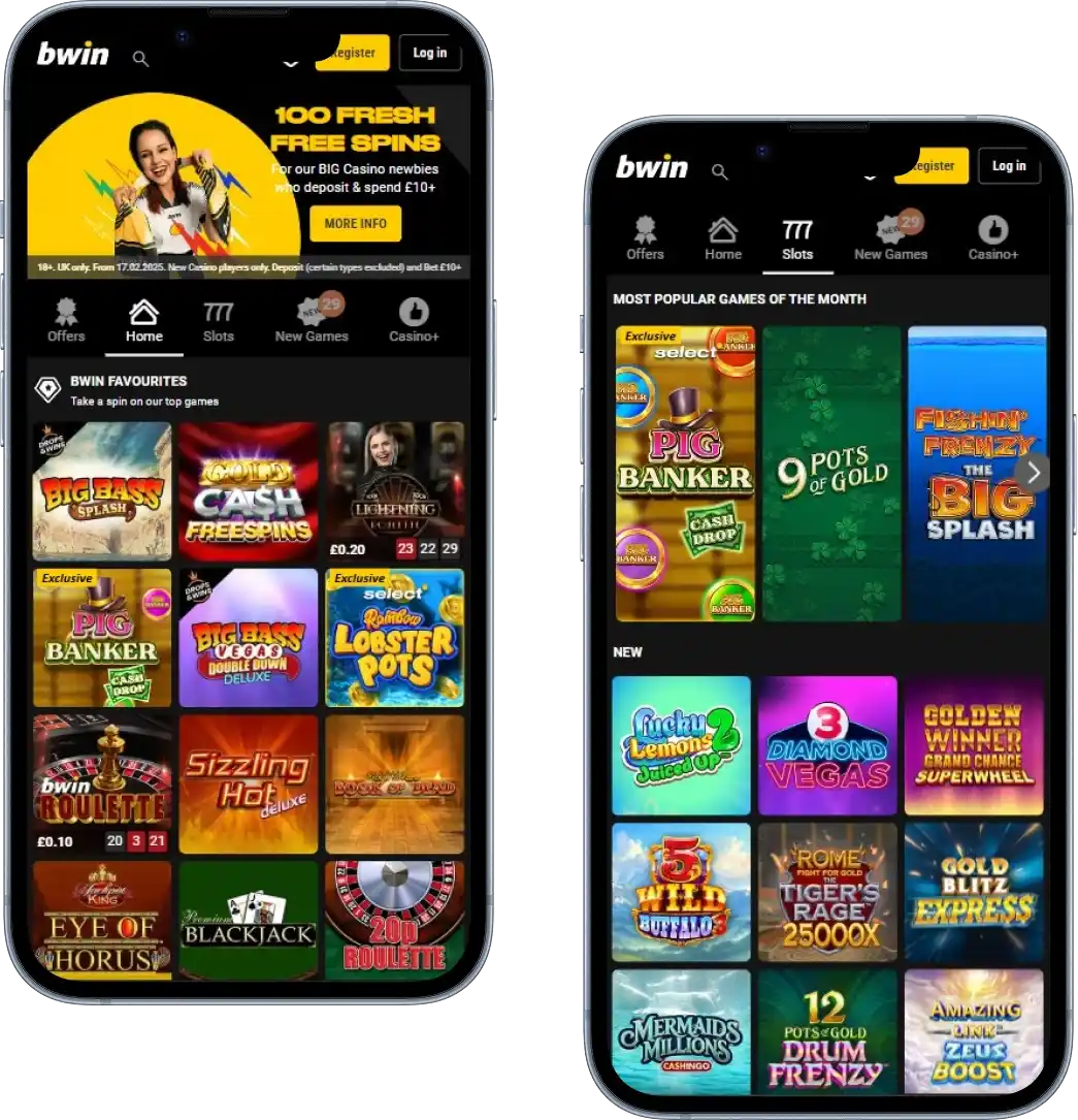 Bwin Casino mobile app lobby screenshot